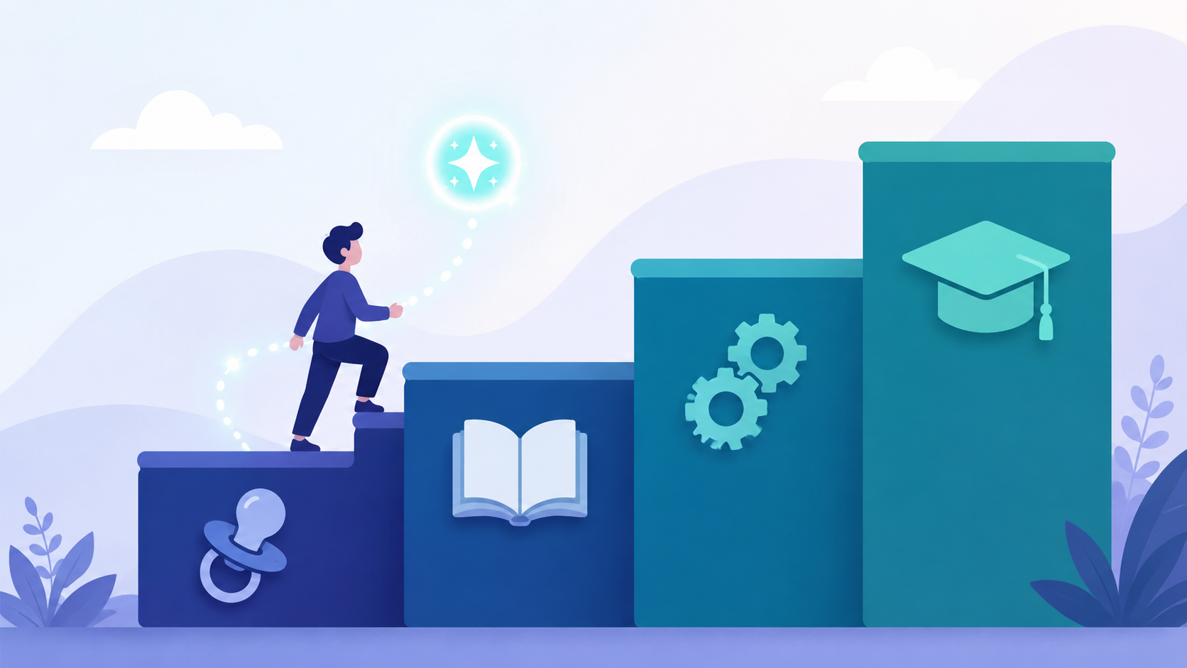 Ladder your understanding: start at ELI5, then climb to beginner, intermediate, and expert — one rung at a time, with the AI as your guide.