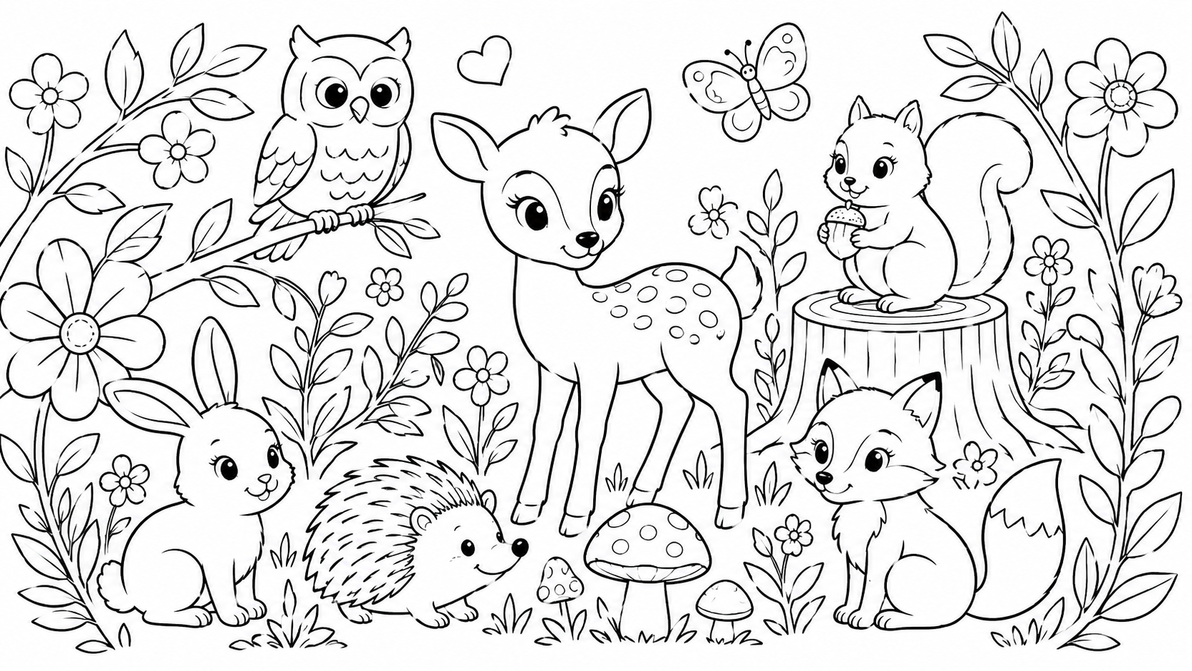 Example — a printable coloring page: clean black line art on white.