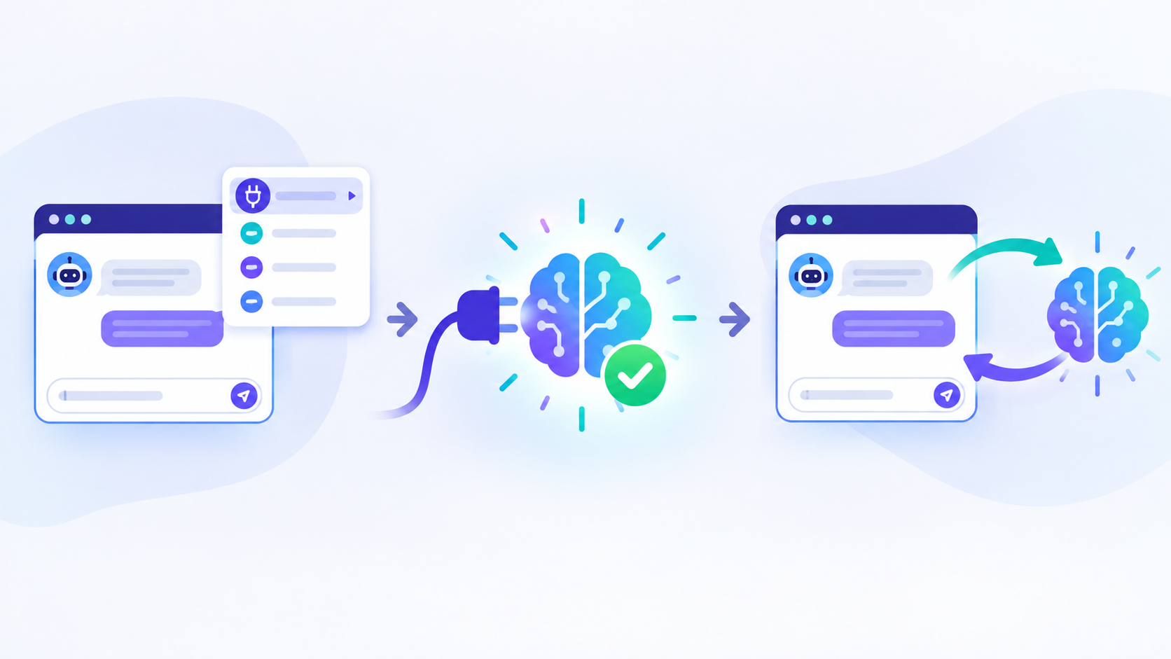 Connect it in three steps: open your AI app's connector menu, add OzBrain, sign in and approve — now your AI reads and writes the shared brain.