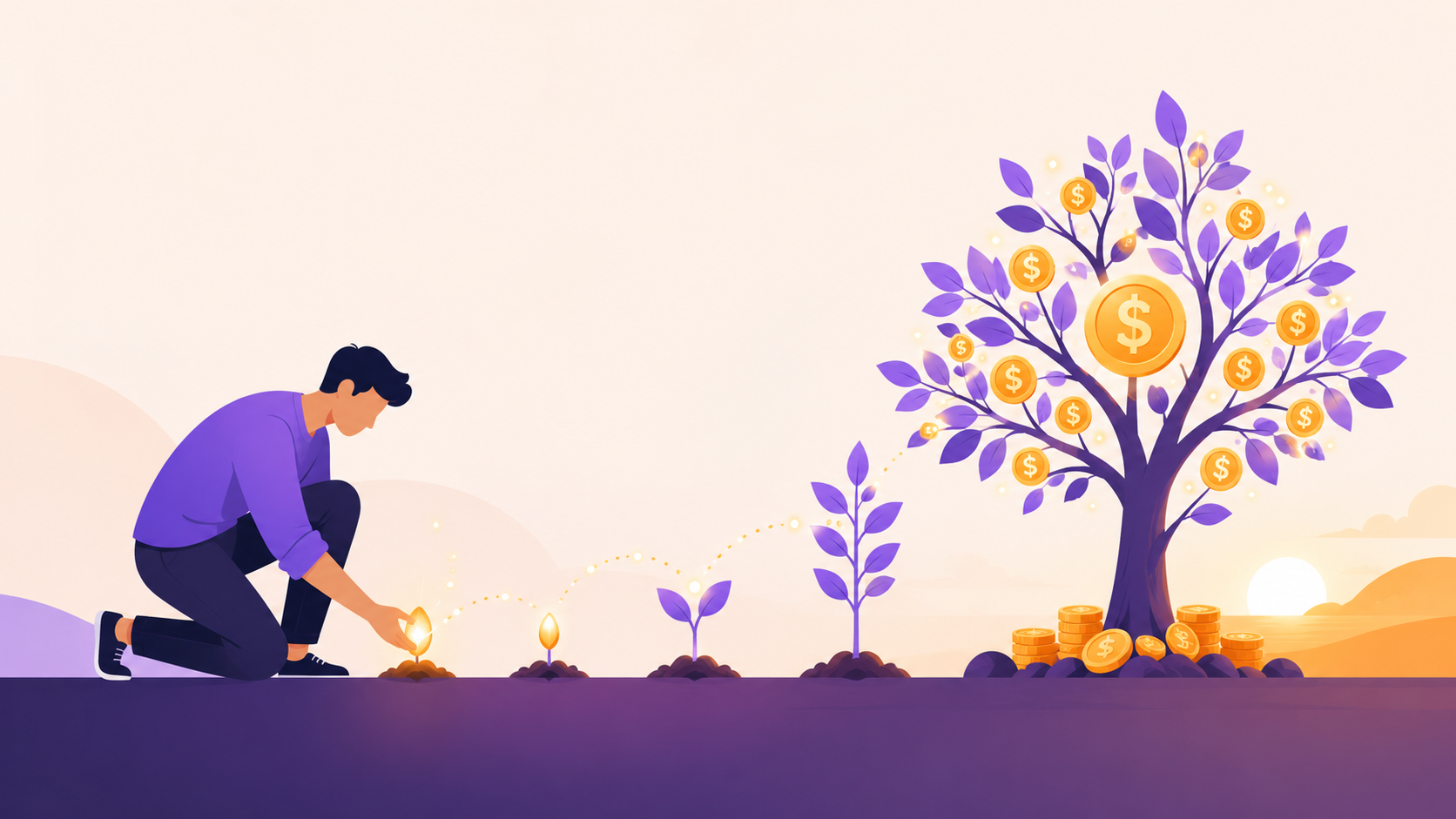 Passive income is front-loaded: you plant the work now, and it grows into income that keeps paying later.