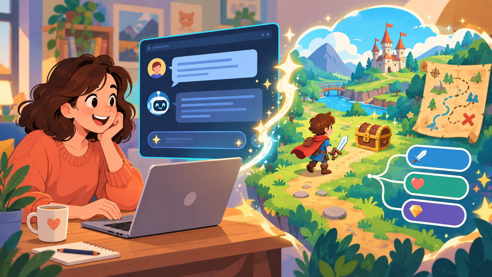 Learn Claude Code by using it to vibe-code a playable text RPG — you describe the game in plain English, and Claude Code writes and runs the code.
