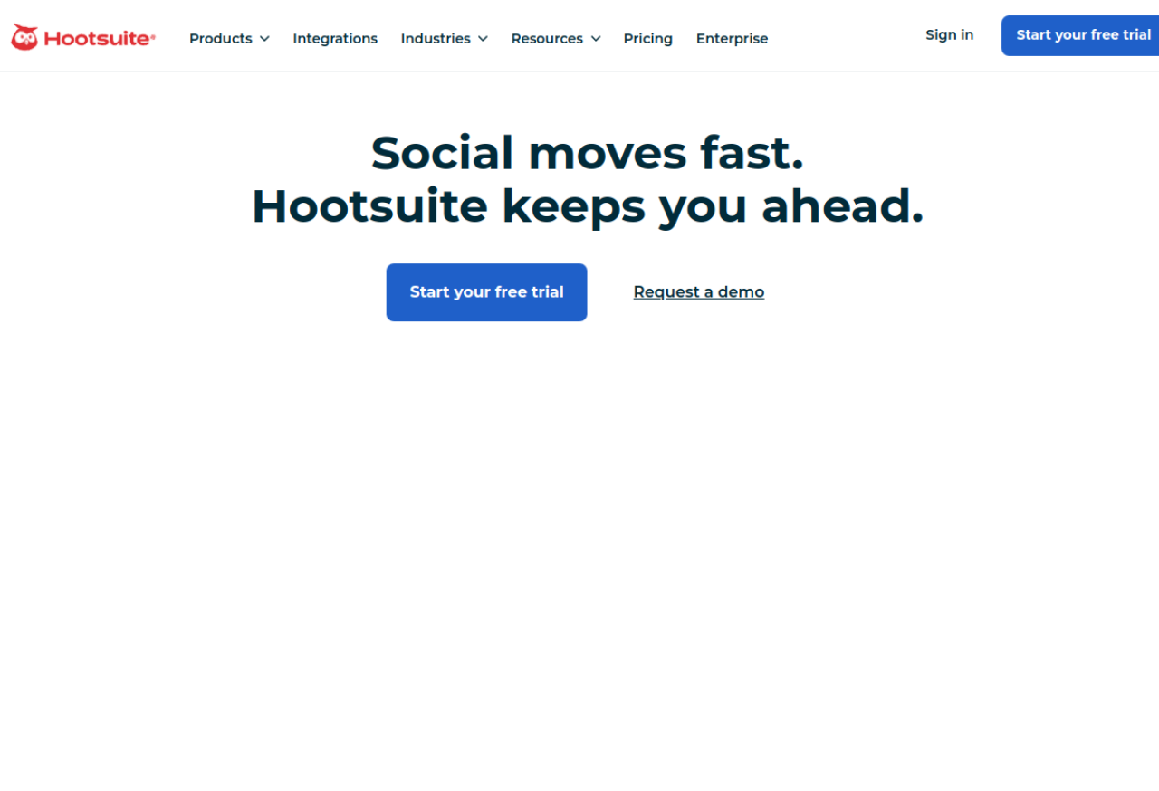 Hootsuite — an all-in-one social suite with OwlyWriter AI, listening, and analytics.