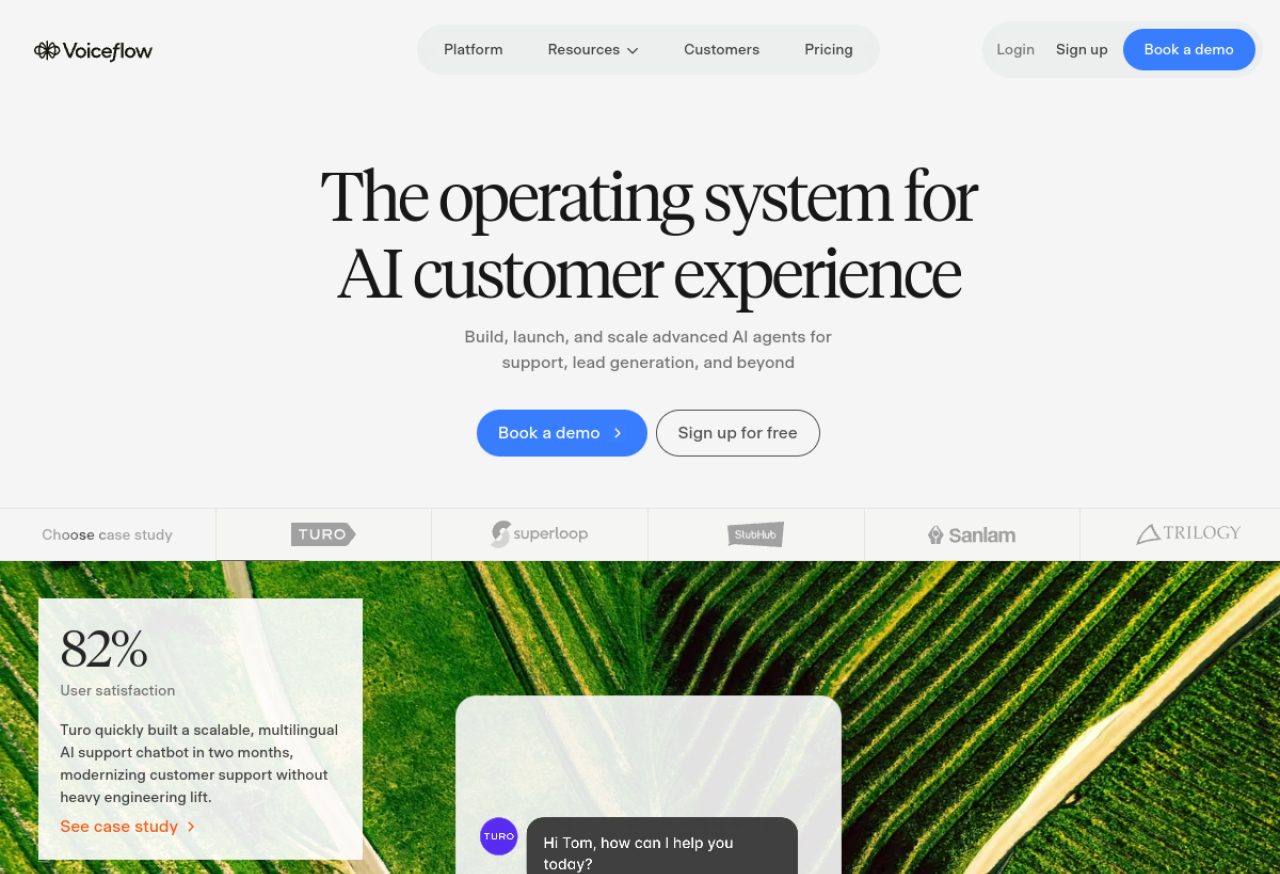 Voiceflow — a no-code platform for building AI chatbots you can set up for local businesses on a monthly retainer.