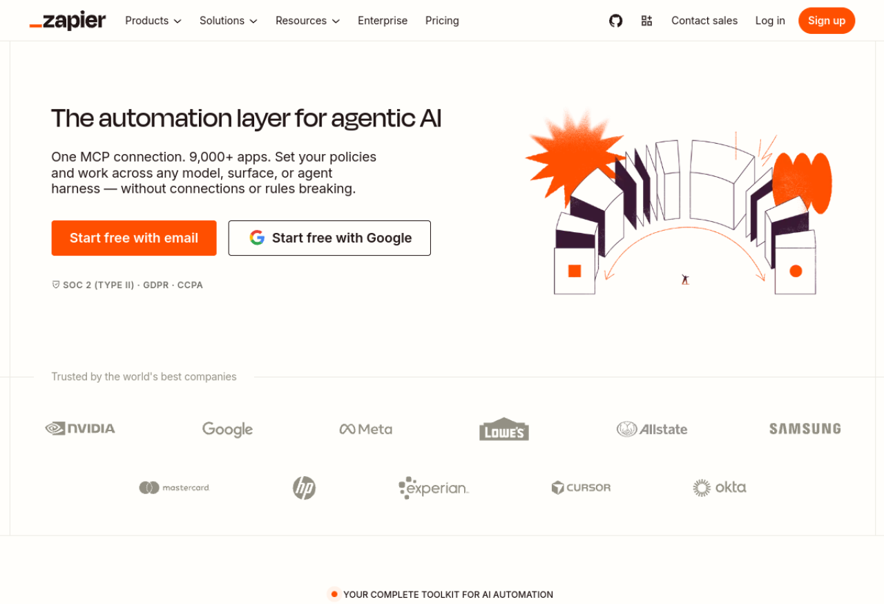 Zapier — connects your stack and automates the glue work, now with AI agents.