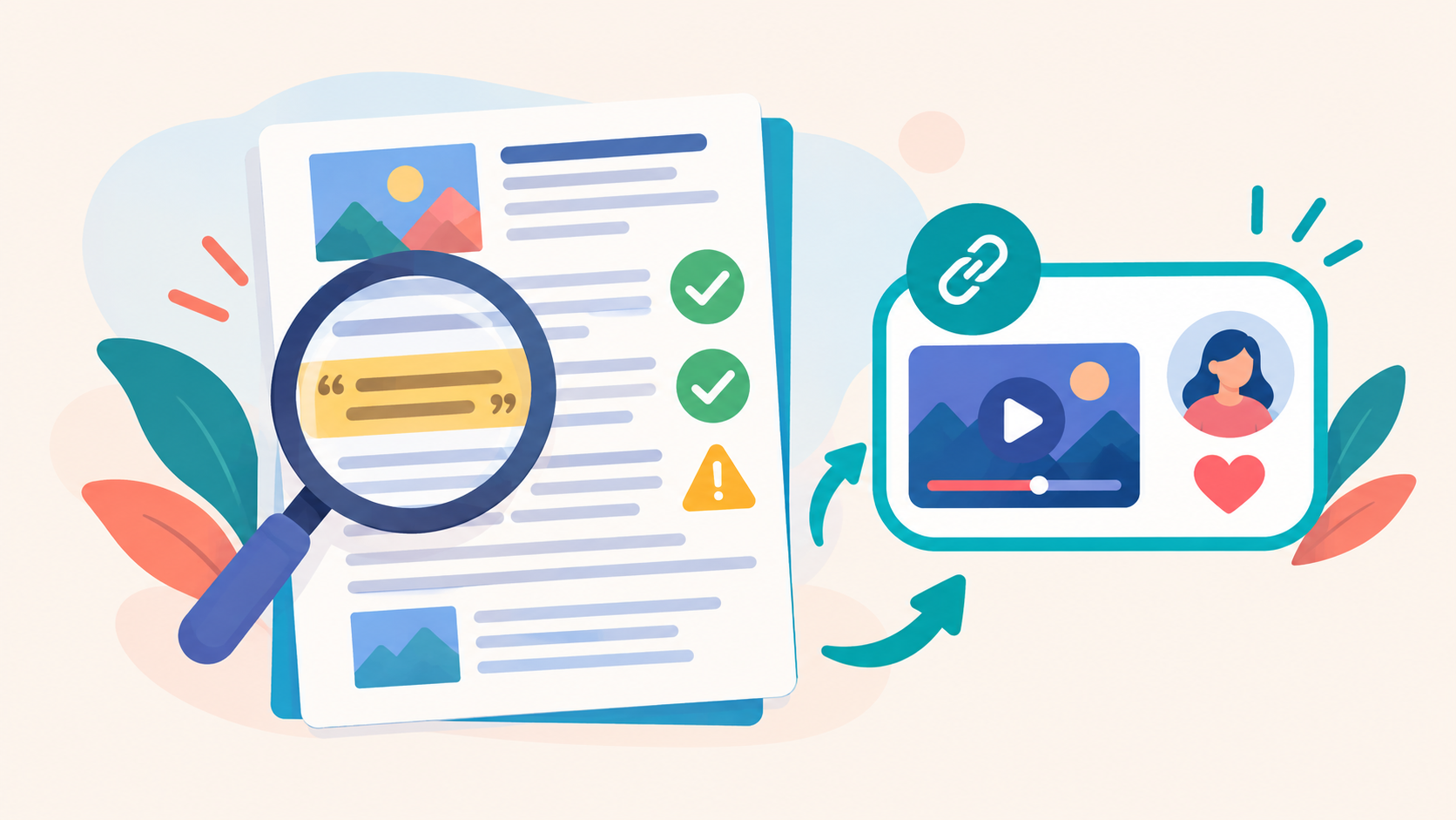 Two honesty rules: verify facts, numbers, and quotes against the source, and credit the original creator.