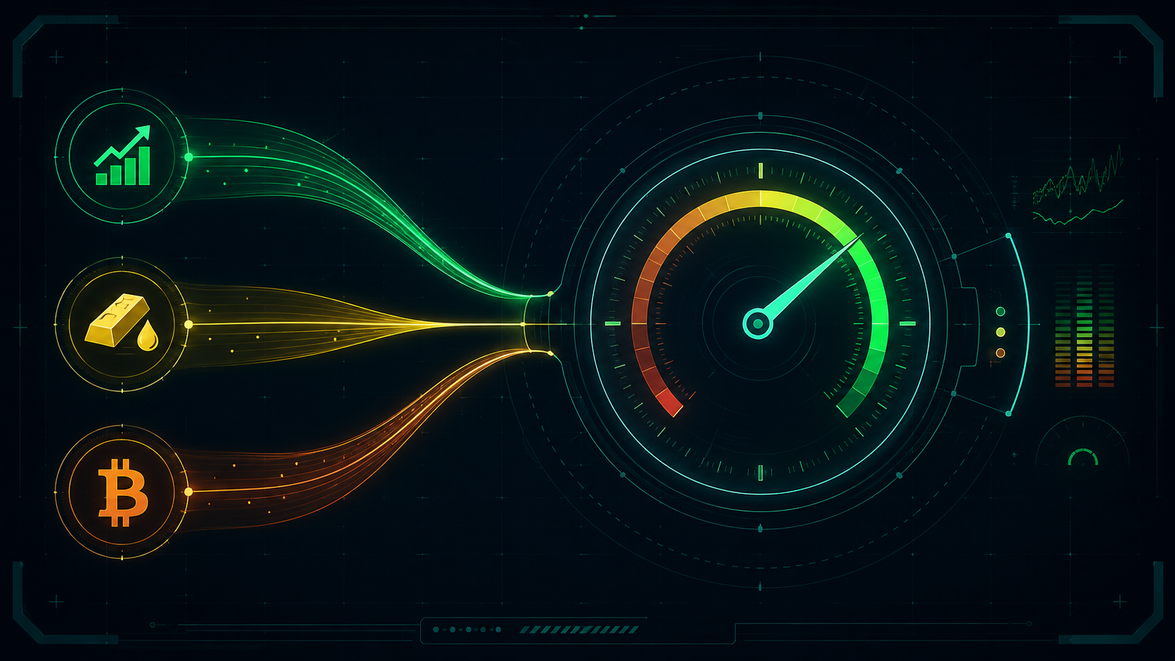 The Finance radar rolls stock exchanges, commodities, and crypto into a single market-composite read.
